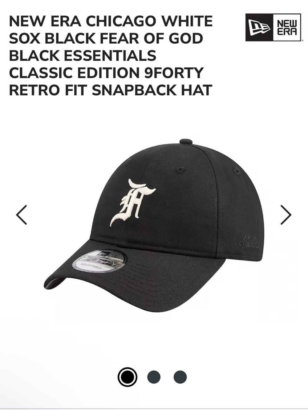 Fear of God Black Baseball Cap - Picture 2 of 9
